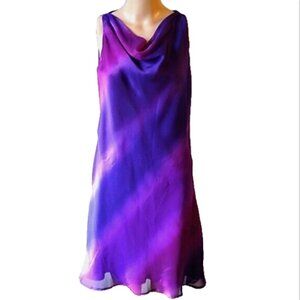 David Warren Ombre Tie Dye Vintage Purple Casual Boho Party Dress 8